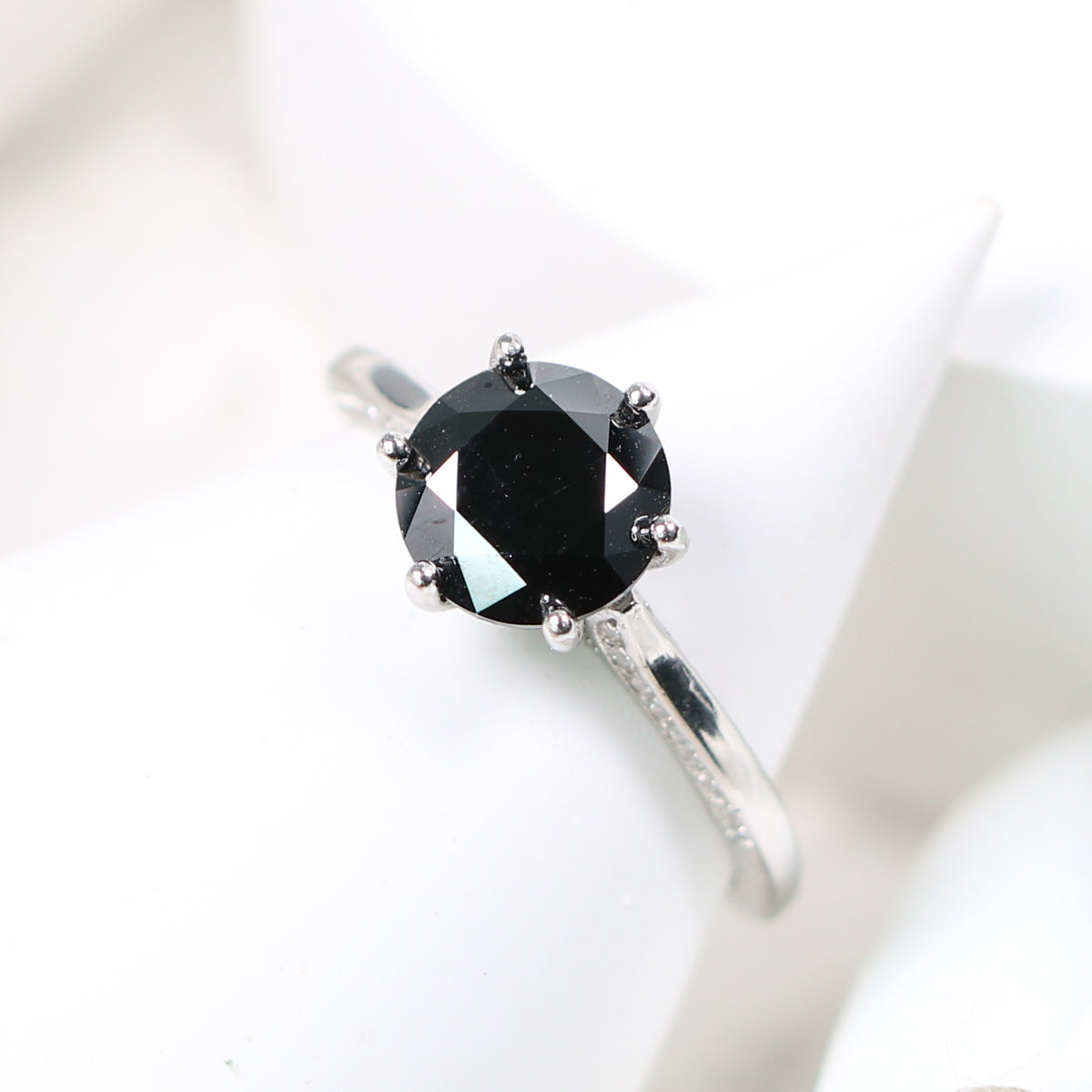 S925 Silver 2CT moissanite Ring Black Adjustable Ring