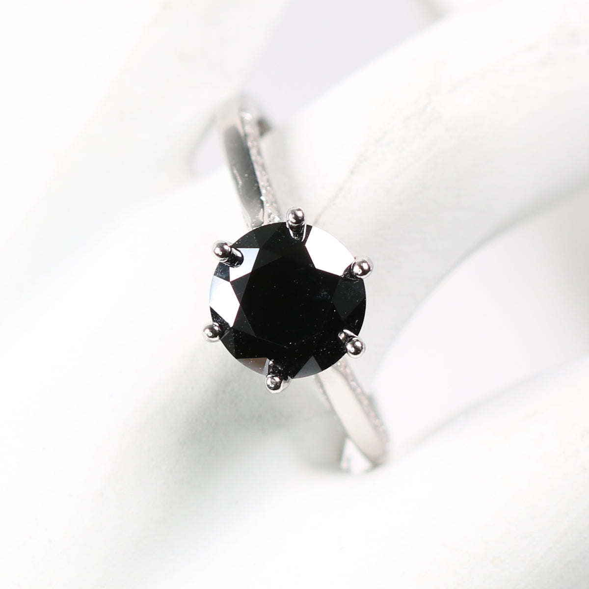 S925 Silver 2CT moissanite Ring Black Adjustable Ring