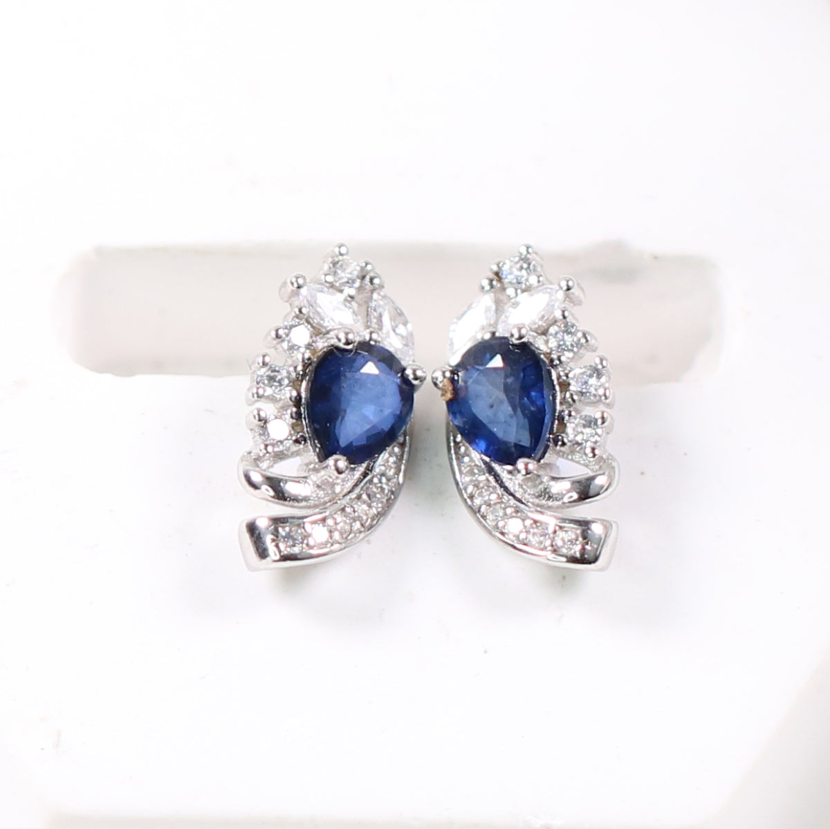 S925 Natural Sapphire Full Necklace Ring Bracelet and ear stud full set