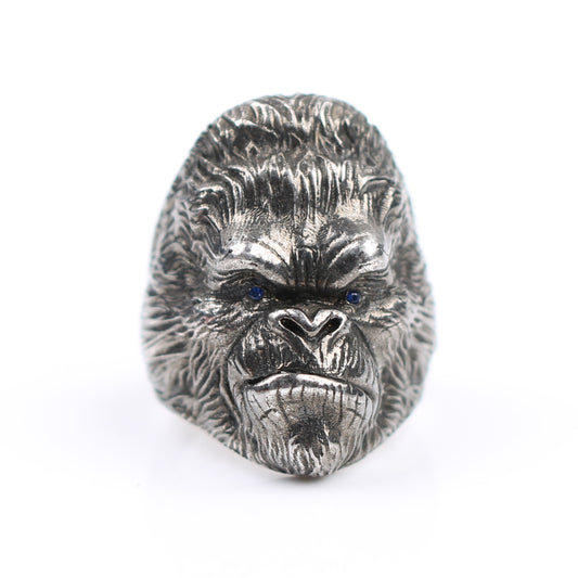 Retro mythical s990 Silver  ring fine Monkey King pure silver open amulet ring