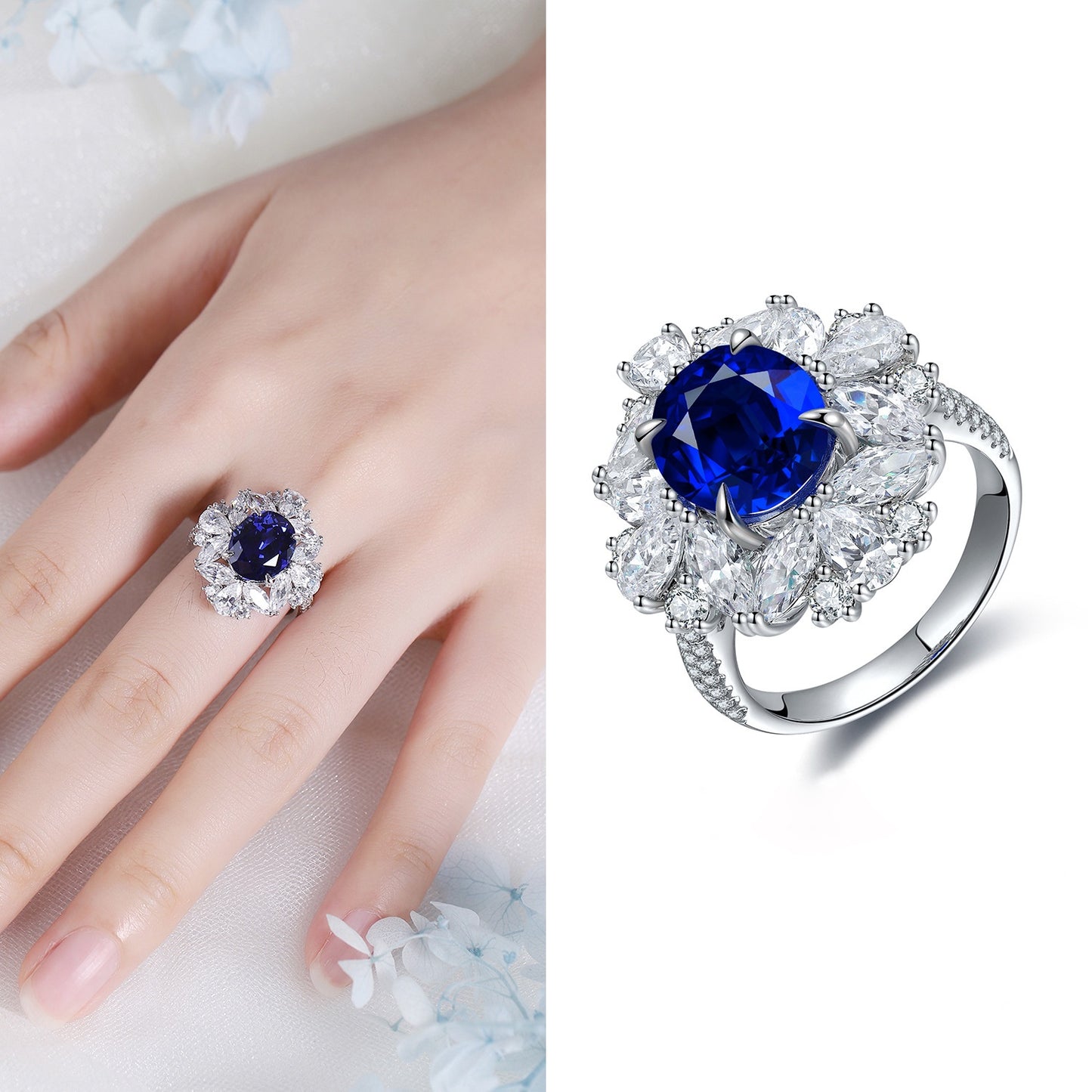 JR147Y 5CT Lab Sapphire Ring fixed ring band