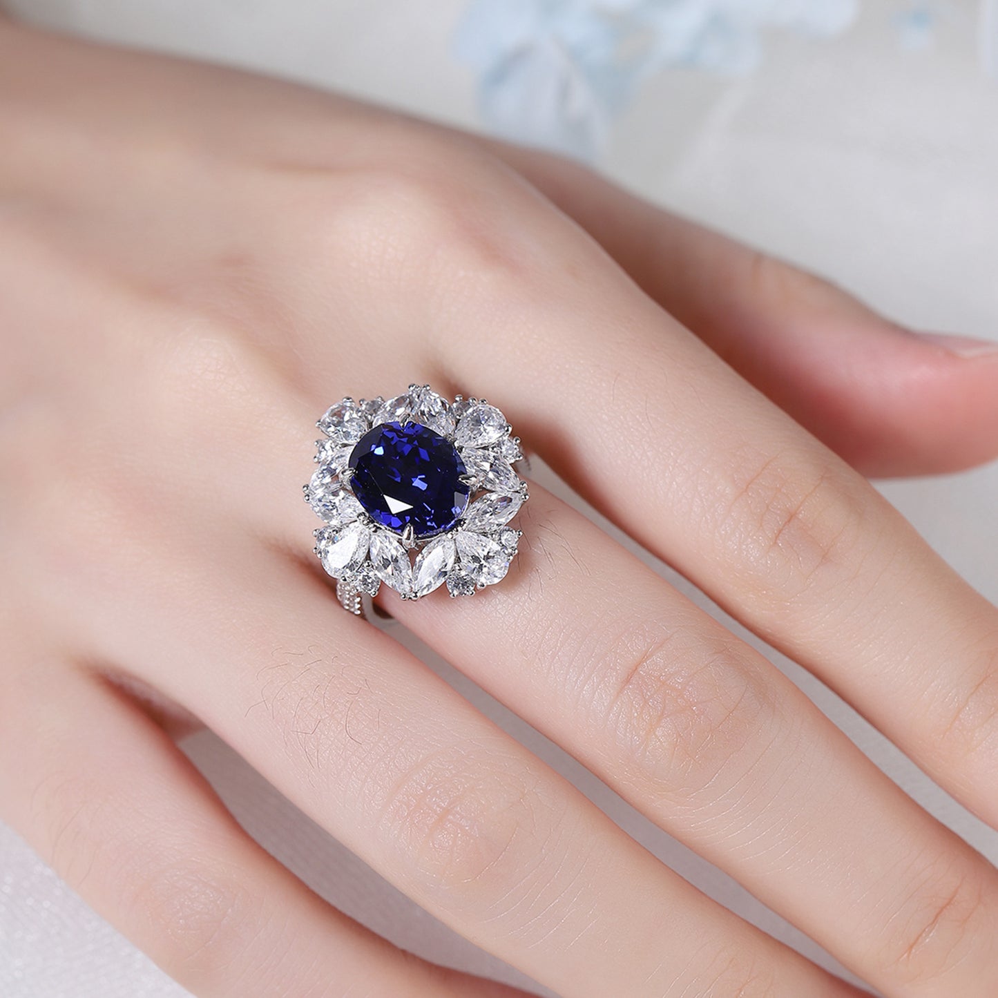 JR147Y 5CT Lab Sapphire Ring fixed ring band