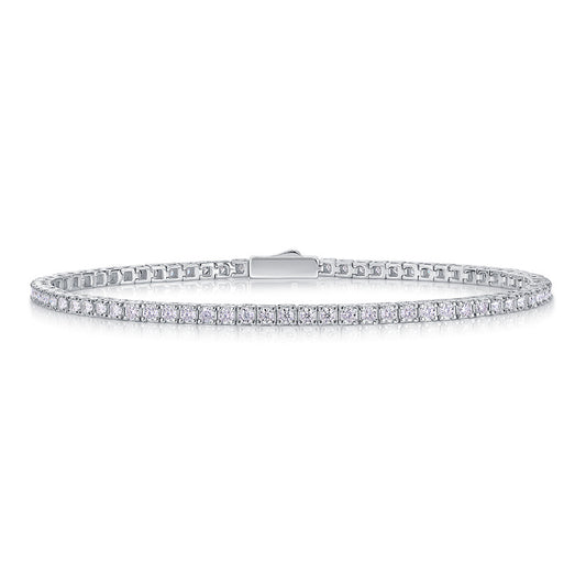 Four-prong S925 sterling silver 3mm luxury women's jewelry ultra-sparkling moissanite tennis bracelet