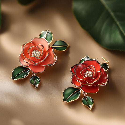 New TS006 Vintage French Rose Ear Stud