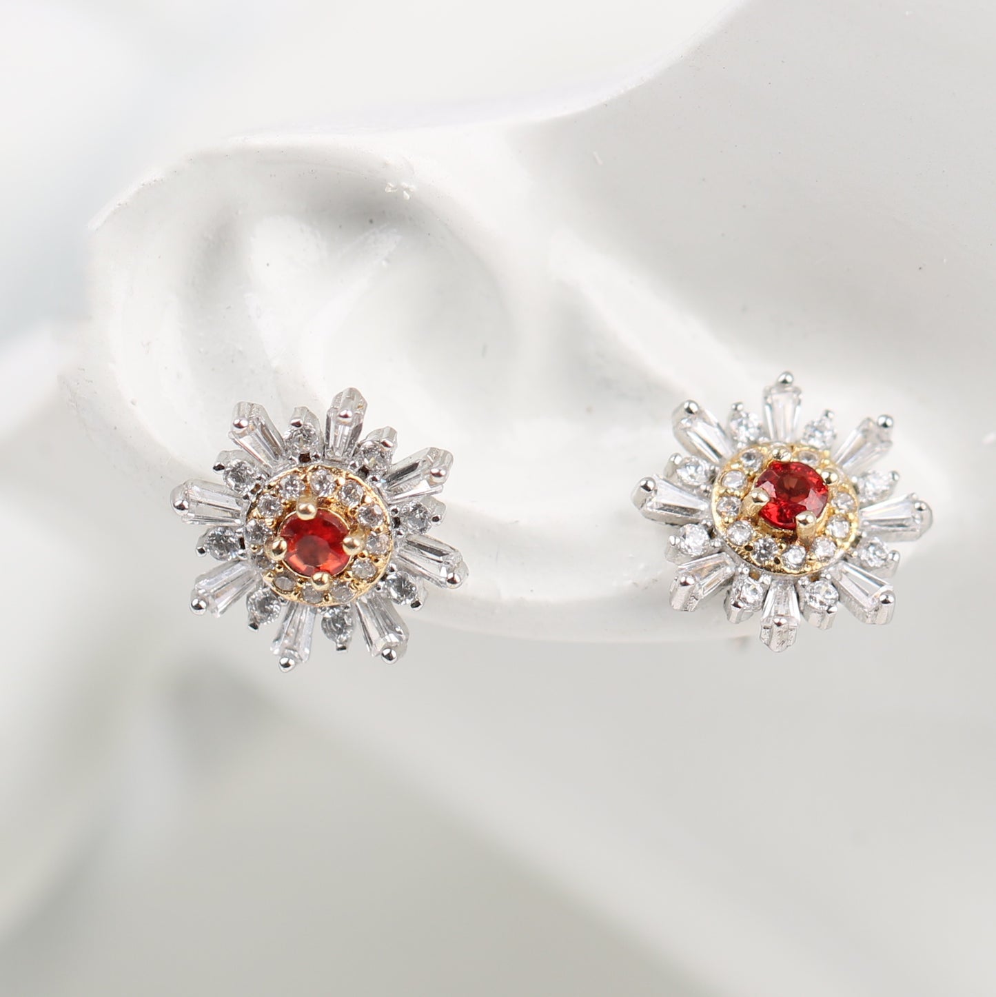 KT  S925 Silver Natural Ruby Earring