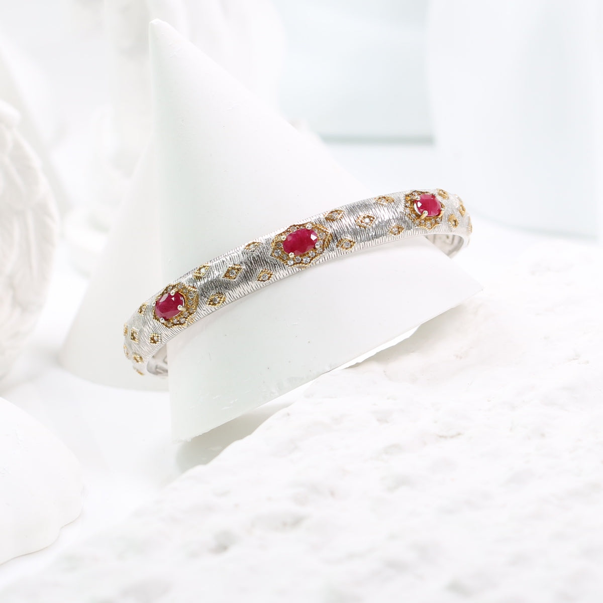 AF2028 S925 Silver Heated Ruby Bracelet 1.5ct Bangle